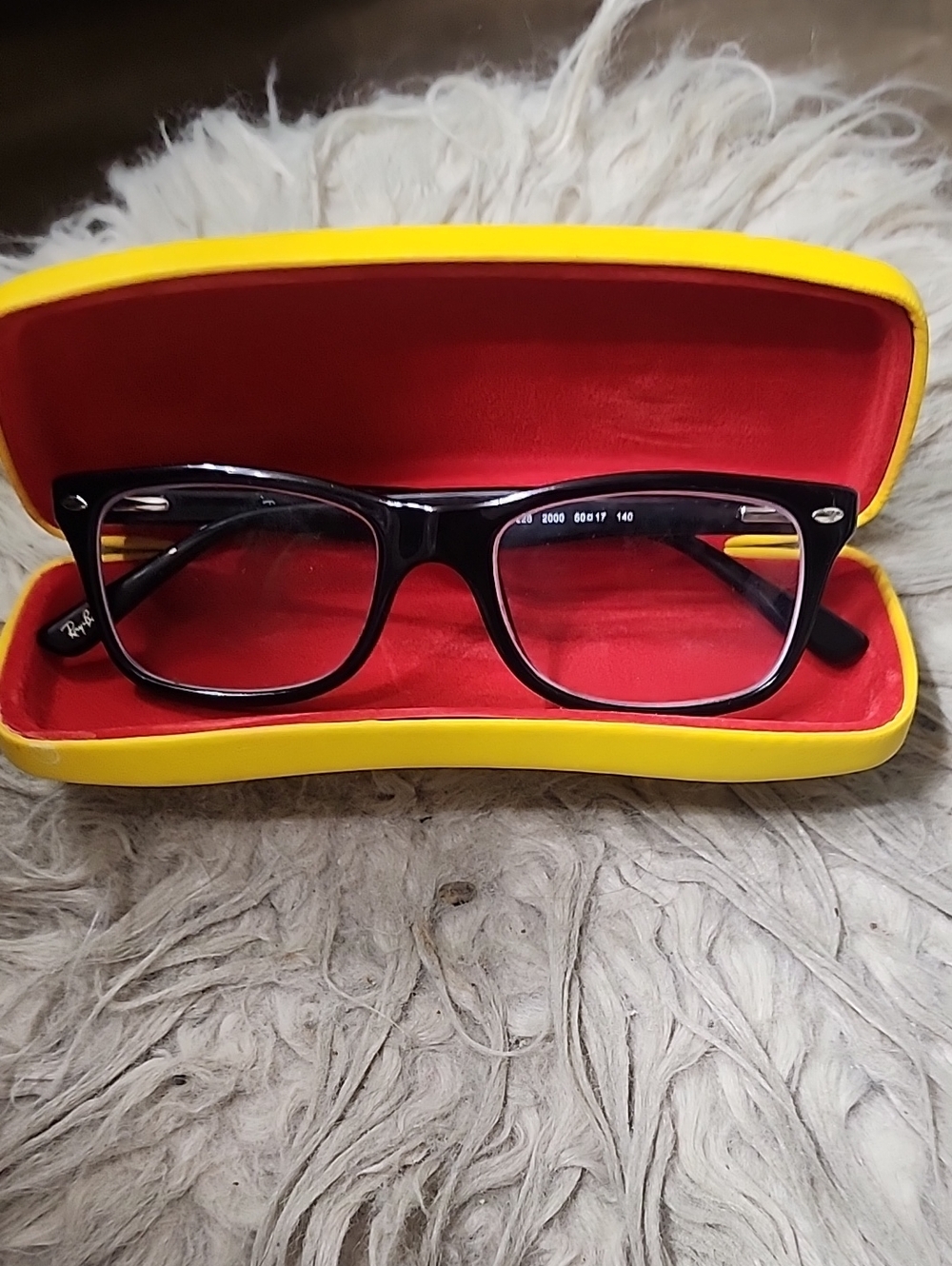 Ray-Ban Black Eyeglasses with Yellow and Red Case